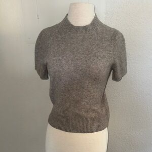 Abercrombie & Fitch Short Sleeve Crew Neck Sweater Tee XS Tan Light Brown Taupe